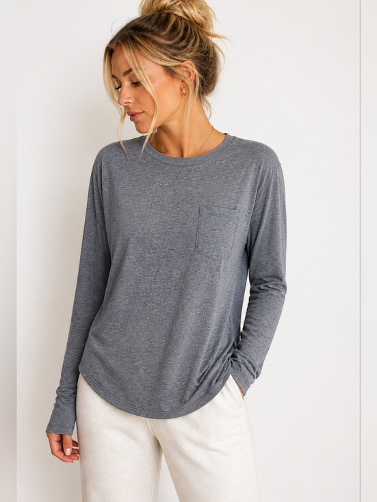 lululemon athletica Tops - Lululemon Heather Gray Long Sleeve Pocket Tee